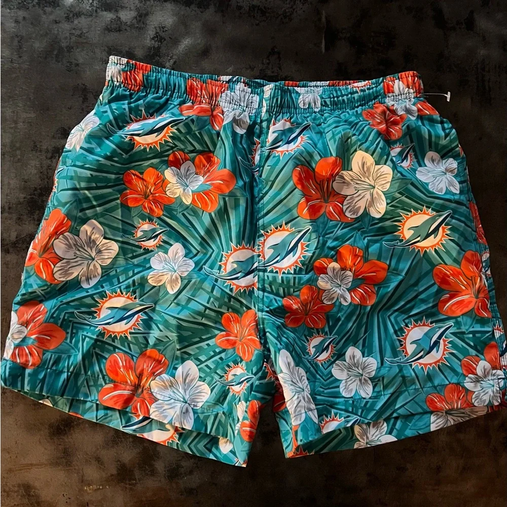 NWT Miami Dolphins Swim Trunks Medium